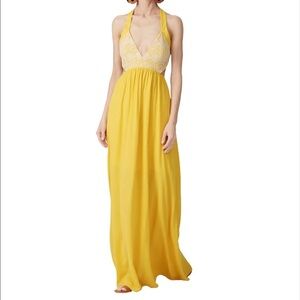 Louna yellow gauze lace maxi dress